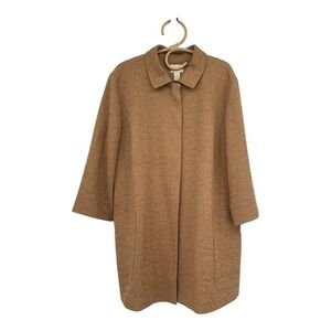 Chicos Textured Open Front 34 Sleeve Cardigan Jacket Tan Brown Size Medium